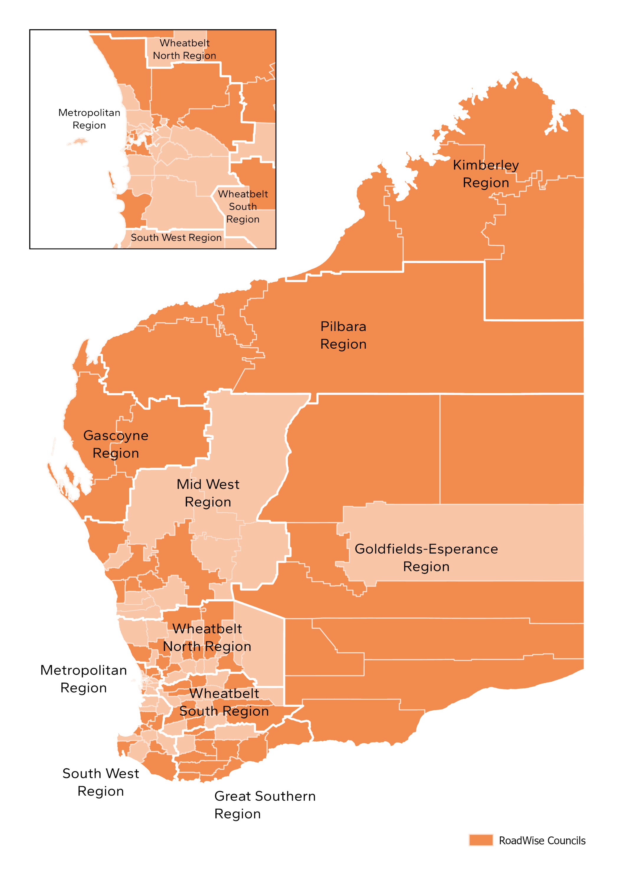 RoadWise Councils Map by Region